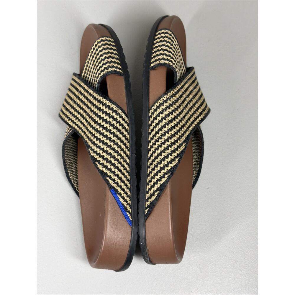 Rothy's The Weekend Slide Sandals Toffee Stripe Womens 8.5 Textured Knit Slip On - Picture 4 of 8